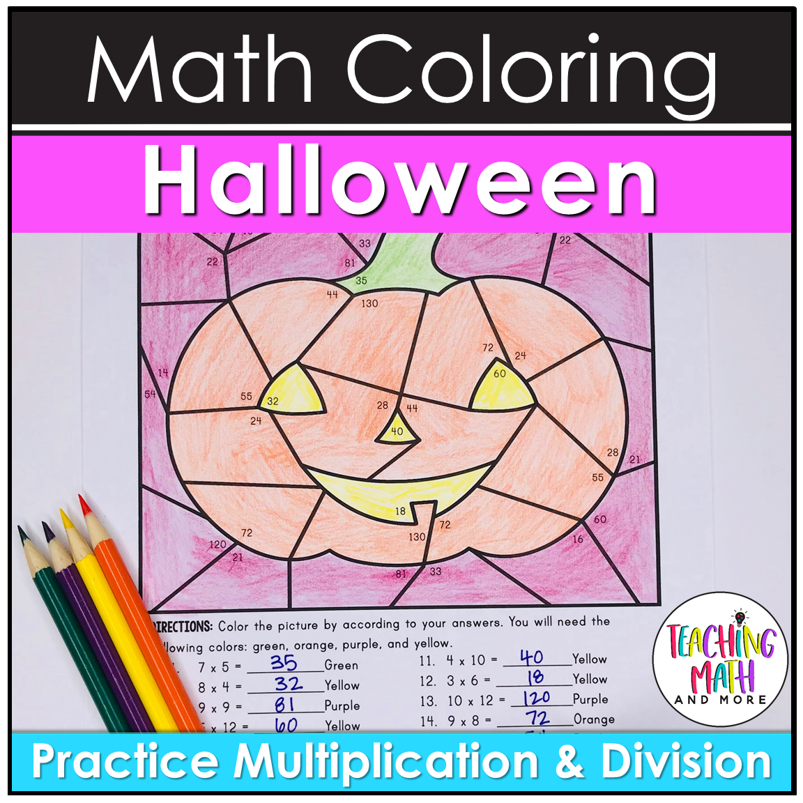 Halloween Math Coloring Multiplication Division Worksheets - Teaching