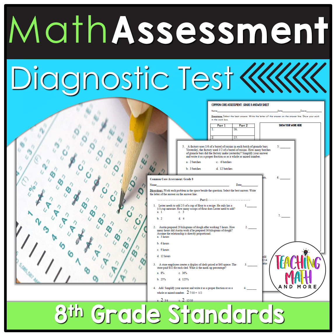 8th Grade Math Diagnostic Test Teaching Math And More 0308