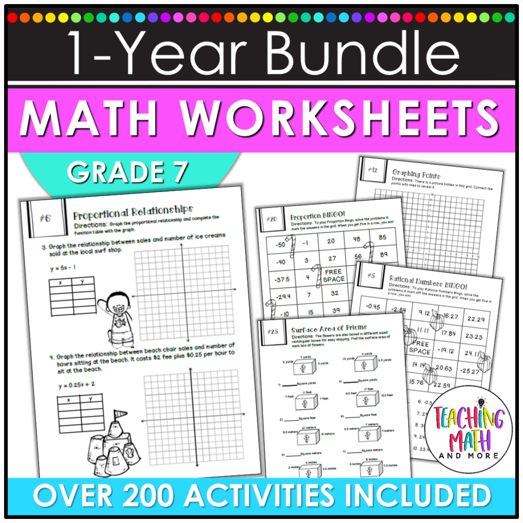 7th Grade Math Worksheets Teaching Math and More